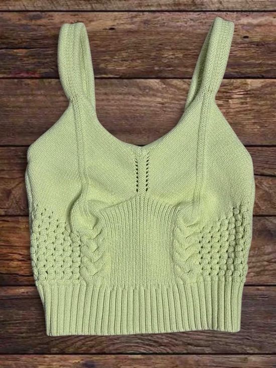 Lush Tops - Lush Pistachio Knit Cable-Detail Tank